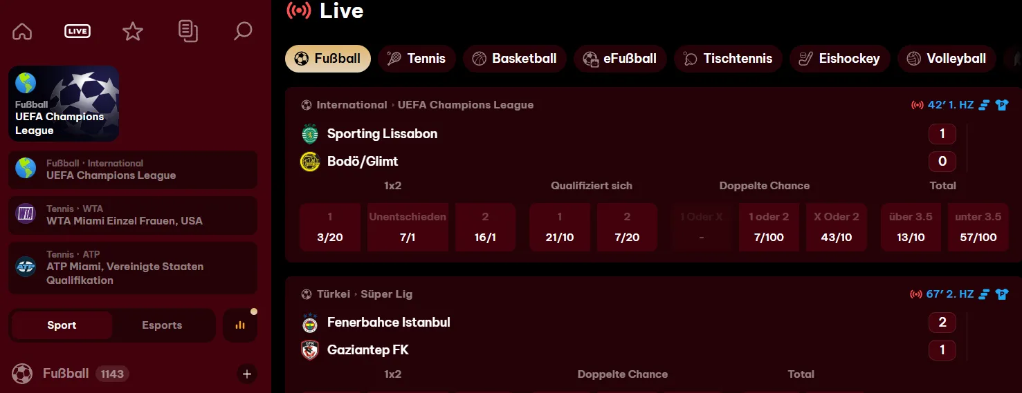 Online Sportwetten und Live-Wetten bei Spinogambino
